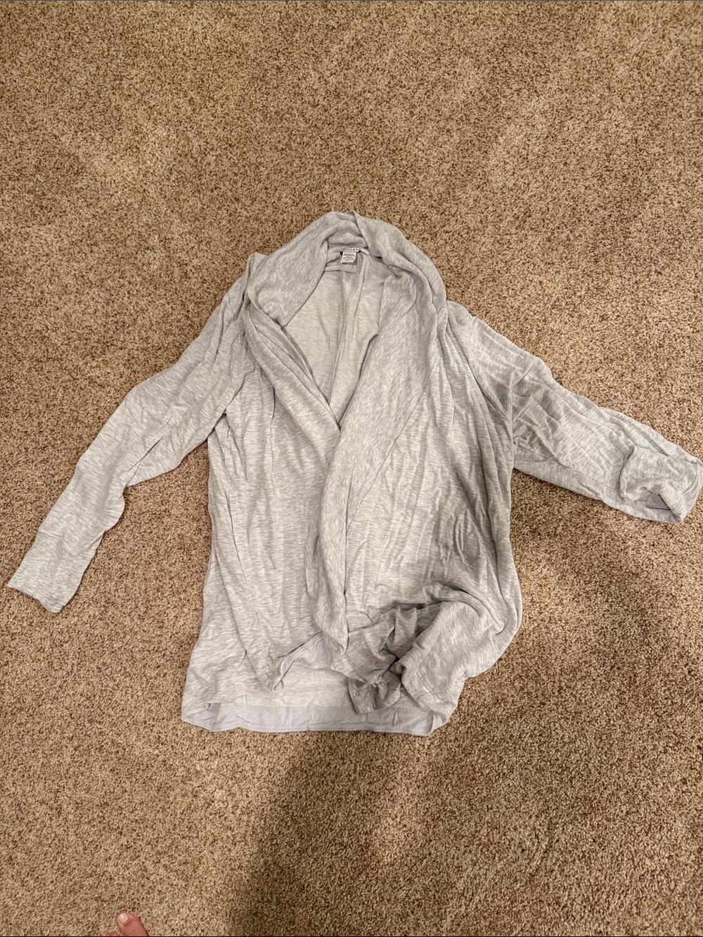Athleta Pranayama Light Gray Open-Front Draped Cardigan